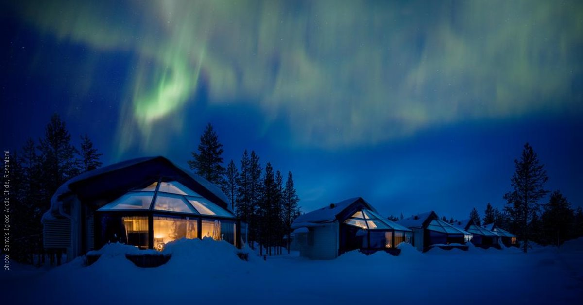 Santa's Igloos Arctic Circle in Rovaniemi. Glass igloo ...